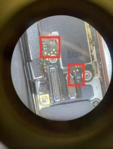 iPhone 15 Plus 水没修理 — 修理の様子