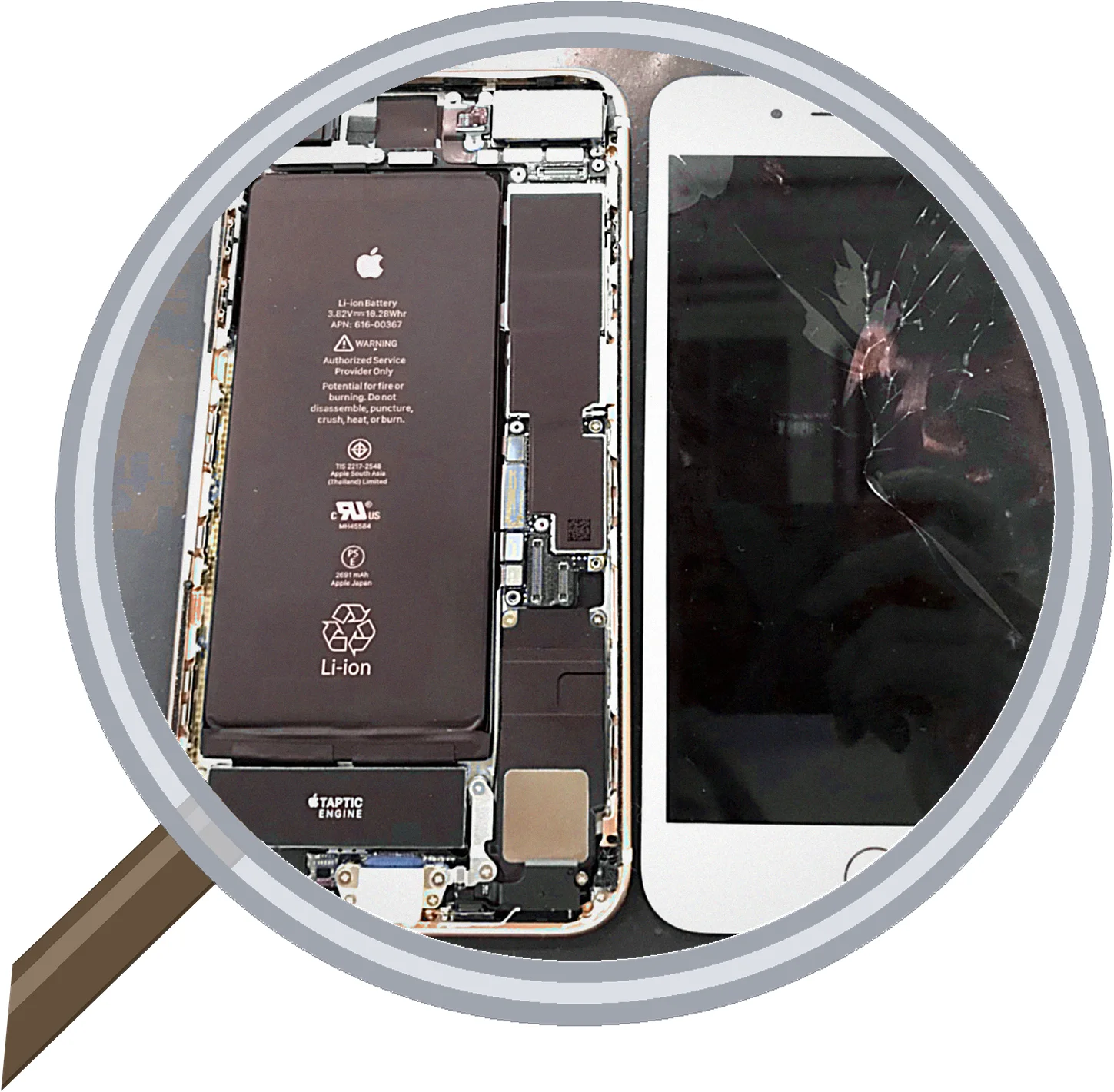 iPhone 8 Plus screen-crack 修理事例