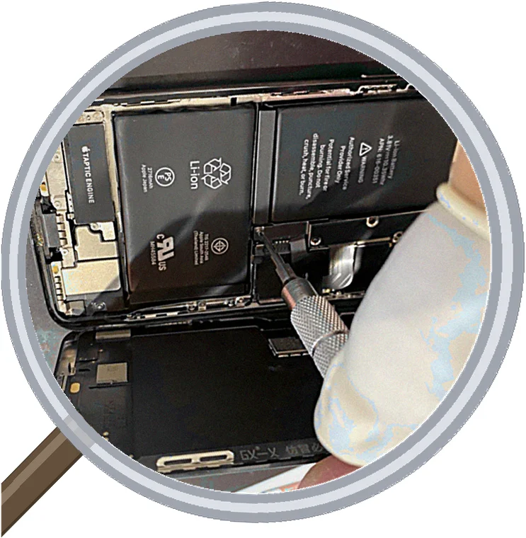 iPhone X 画面割れ — フィルム保護で予防しよう — 修理の様子